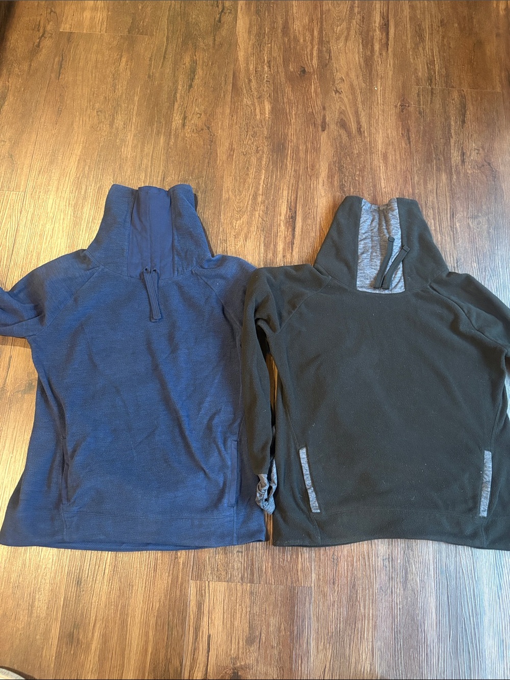 Two Old Navy Women's Funnel-Neck Pullover Fleece Sweatshirts - Navy & Black